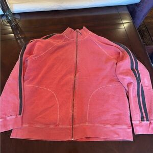 Red Zip-Up Track Jacket with Contrast Stripes